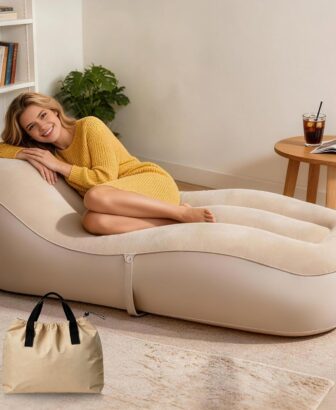 FluSing Inflatable Couch for Camping, Blow-Up Couch for Adults with Storage Bag, Heavy Duty Flocked Inflatable Sofa Bed Indoor, Portable Air Sofa Bed Mattress,Comfortable Inflatable Air Sofa |No Pump