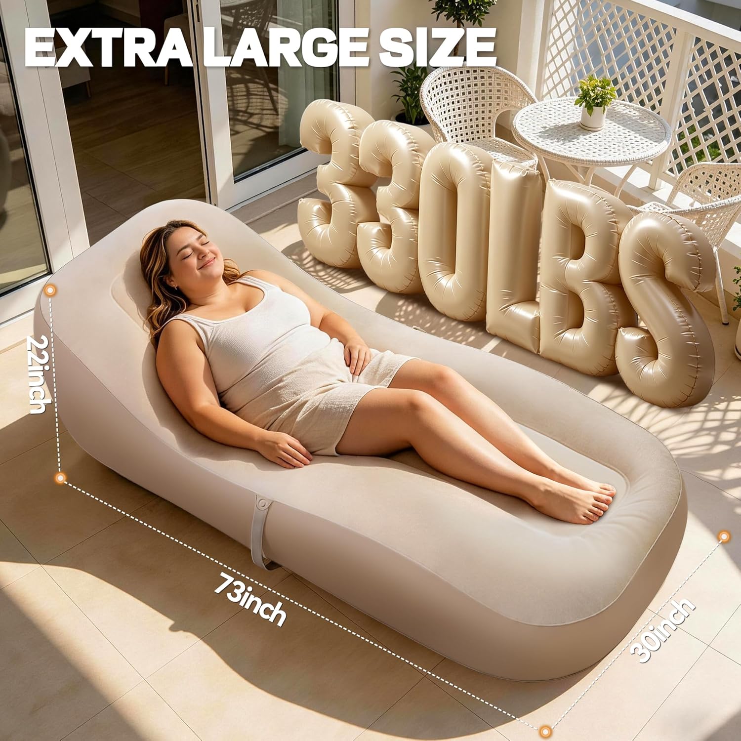FluSing Inflatable Couch for Camping, Blow-Up Couch for Adults with Storage Bag, Heavy Duty Flocked Inflatable Sofa Bed Indoor, Portable Air Sofa Bed Mattress,Comfortable Inflatable Air Sofa |No Pump - Image 3