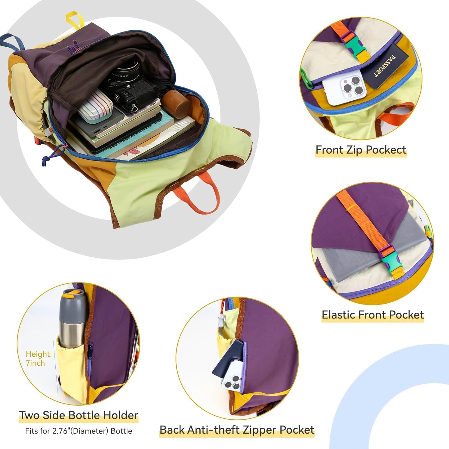 15L Small Hiking Backpack Travel Daypack Colorful Lightweight Packable Foldable Casual Backpack for Women Men - Image 4