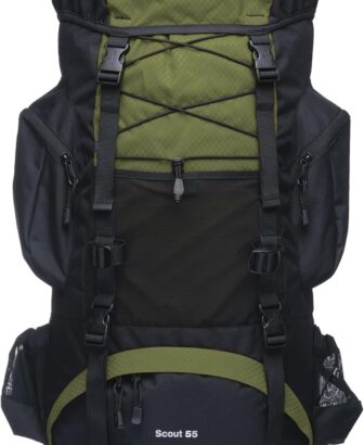 Teton 55L Scout Internal Frame Backpack for Hiking, Camping, Backpacking, Travel, Rain Cover Included, Olive